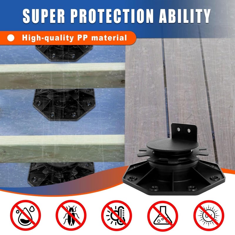 MCCKLE 24Pack Adjustable Deck Support Pedestal Paver, Deck Blocks Deck Foundation Base Support Height Adjustment Raising from 1-3/16" to 2-3/8" by - Image 5